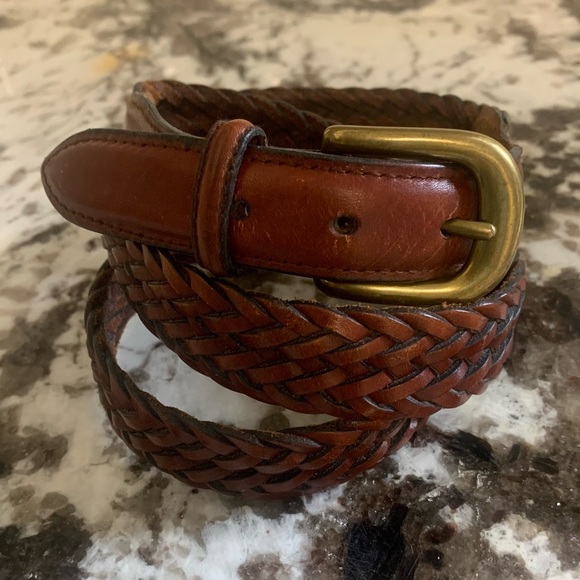 Braided Full Grain Cowhide Leather Belt 38/95 Brown - Solid Brass Buckle - Picture 10 of 10